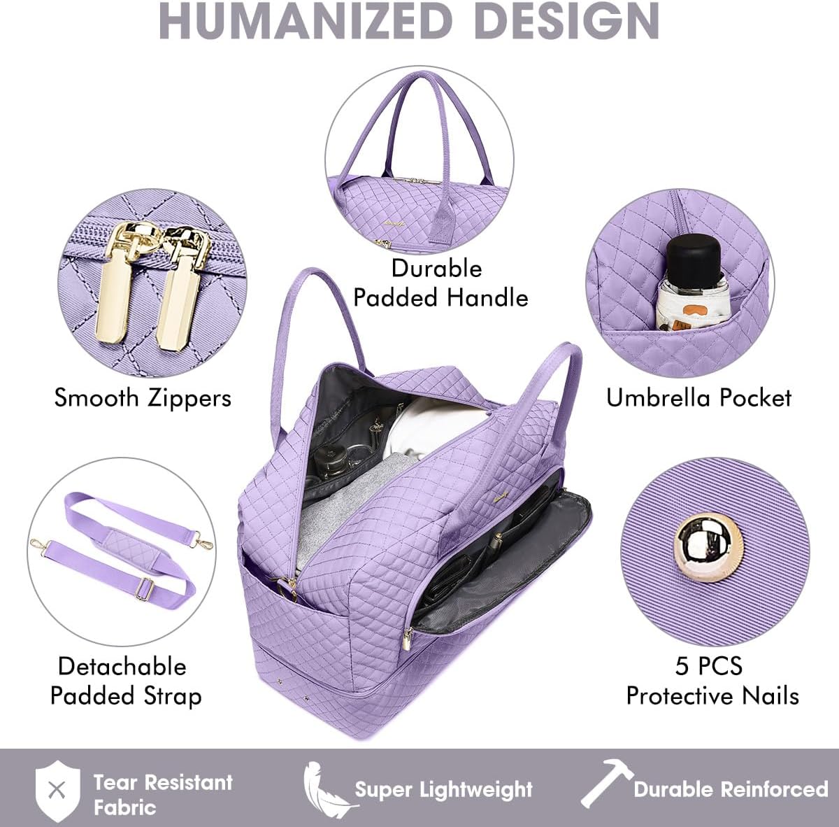 Large Women's Travel Duffel, Weekender with Shoe Compartment, Carry On Overnight Bag, Gym Duffel with Wet Pocket, Hospital Bags for Labor and Delivery - 3 PCS Set - Colors A