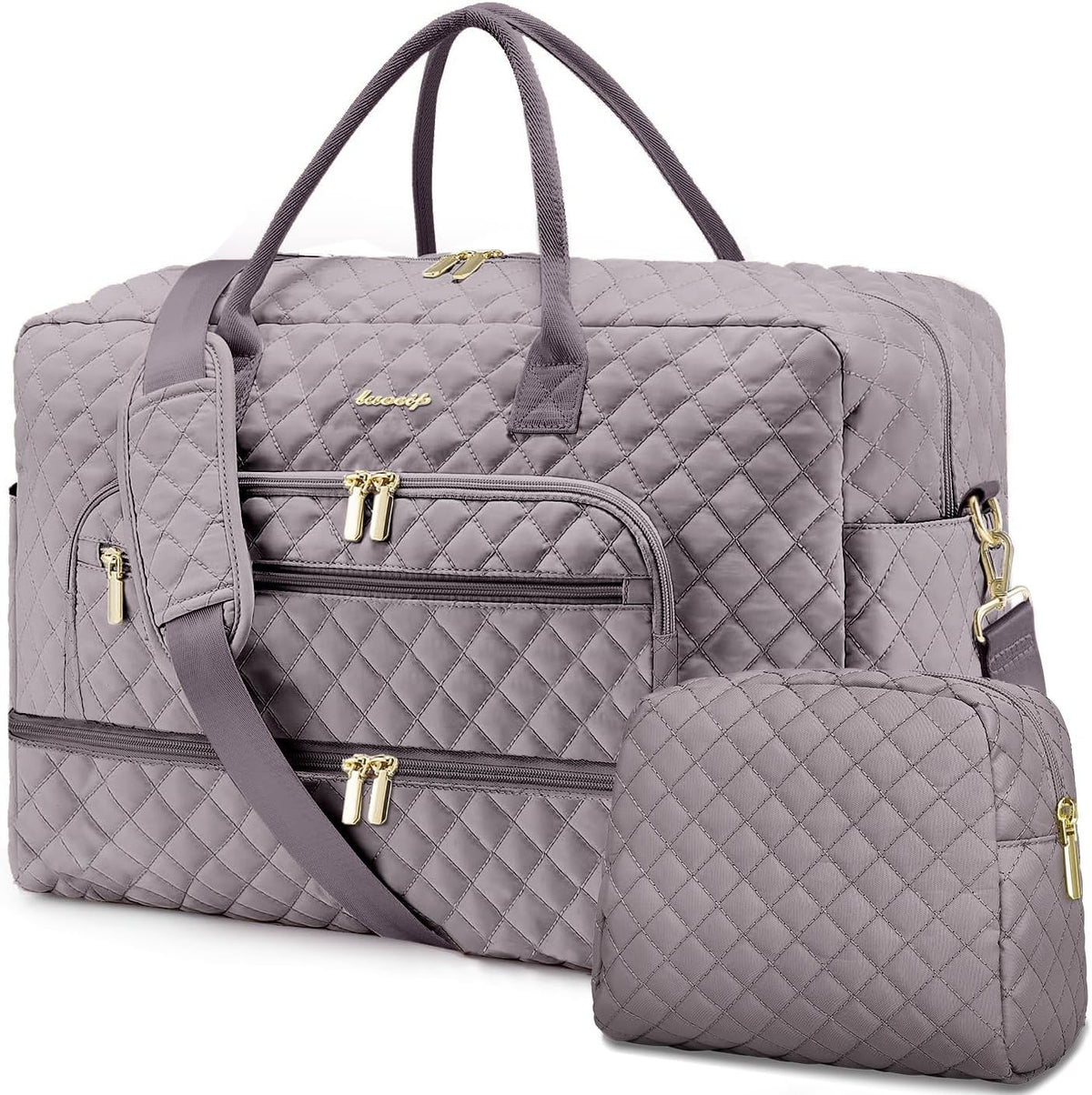 Large Women's Travel Duffel, Weekender with Shoe Compartment, Carry On Overnight Bag, Gym Duffel with Wet Pocket, Hospital Bags for Labor and Delivery - 3 PCS Set - Colors A