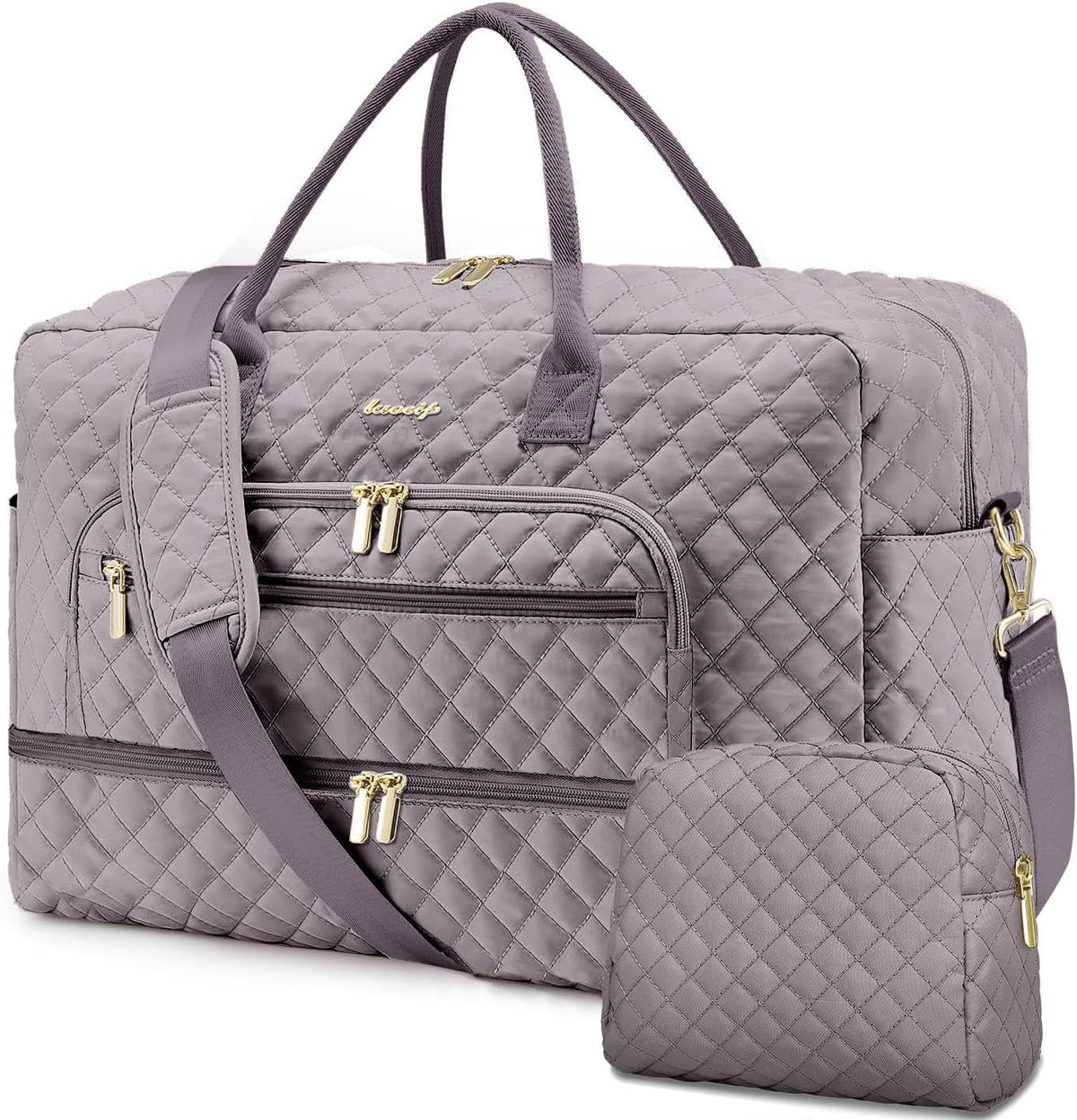 Large Women's Travel Duffel, Weekender with Shoe Compartment, Carry On Overnight Bag, Gym Duffel with Wet Pocket, Hospital Bags for Labor and Delivery - 3 PCS Set - Colors A