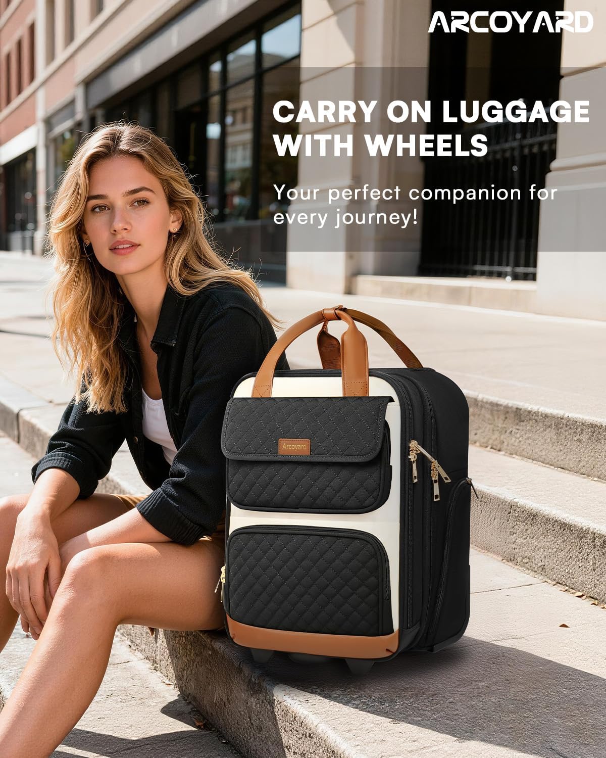 Underseat Carry On Luggage with Wheels, Airline Approved Personal Item Luggage, 16-Inch Multi-functional Underseat Luggage, Lightweight Overnight Suitcase for Women, Bussiness, Travel, Black