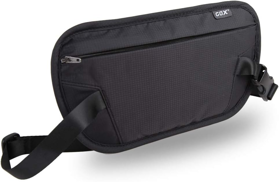 Money Belt for Men Travel, Anti-Theft Hidden Waist Pack, RFID Secure Travel Belt for Men, Ultra-Thin Under-Clothes Passport Wallet with Documentry Safety & Money Holder (Black-L)