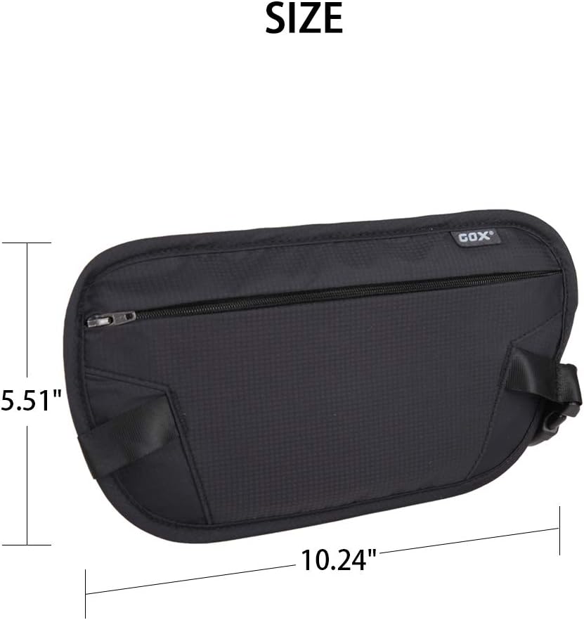Money Belt for Men Travel, Anti-Theft Hidden Waist Pack, RFID Secure Travel Belt for Men, Ultra-Thin Under-Clothes Passport Wallet with Documentry Safety & Money Holder (Black-L)