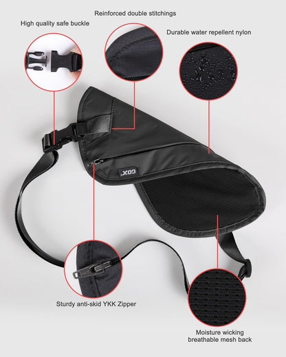 Money Belt for Men Travel, Anti-Theft Hidden Waist Pack, RFID Secure Travel Belt for Men, Ultra-Thin Under-Clothes Passport Wallet with Documentry Safety & Money Holder (Black-L)