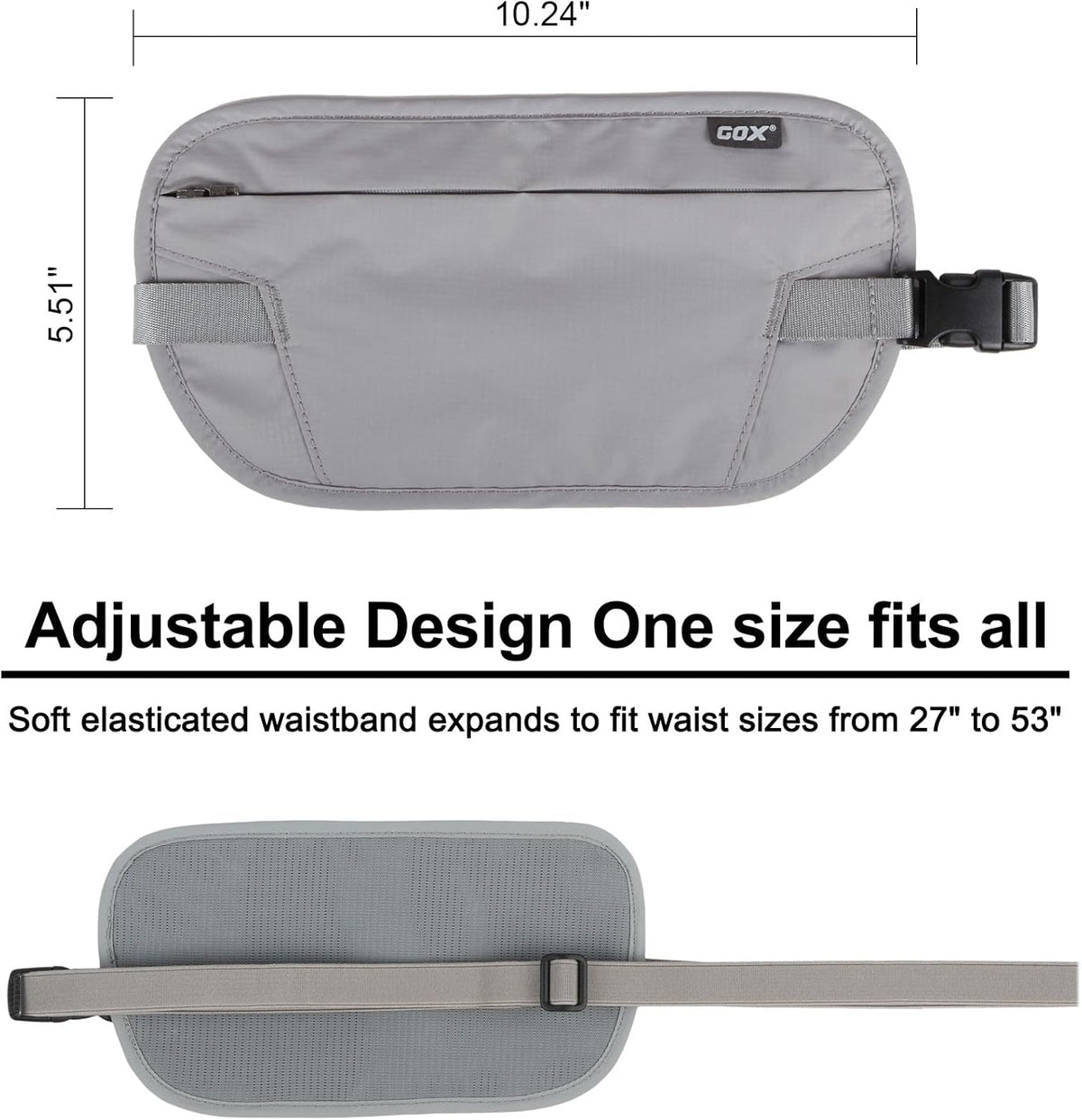 Money Belt for Men Travel, Anti-Theft Hidden Waist Pack, RFID Secure Travel Belt for Men, Ultra-Thin Under-Clothes Passport Wallet with Documentry Safety & Money Holder (Black-L)