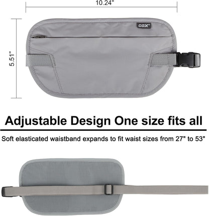 Money Belt for Men Travel, Anti-Theft Hidden Waist Pack, RFID Secure Travel Belt for Men, Ultra-Thin Under-Clothes Passport Wallet with Documentry Safety & Money Holder (Black-L)
