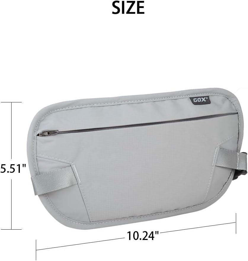 Money Belt for Men Travel, Anti-Theft Hidden Waist Pack, RFID Secure Travel Belt for Men, Ultra-Thin Under-Clothes Passport Wallet with Documentry Safety & Money Holder (Black-L)