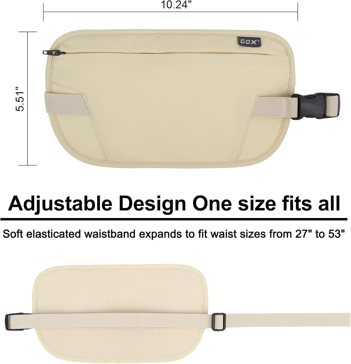 Money Belt for Men Travel, Anti-Theft Hidden Waist Pack, RFID Secure Travel Belt for Men, Ultra-Thin Under-Clothes Passport Wallet with Documentry Safety & Money Holder (Black-L)