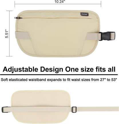 Money Belt for Men Travel, Anti-Theft Hidden Waist Pack, RFID Secure Travel Belt for Men, Ultra-Thin Under-Clothes Passport Wallet with Documentry Safety & Money Holder (Black-L)