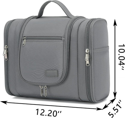 Hanging Travel Toiletry Bag For Women, 4 in 1 Water-Resistant Bule Stripe Canvas Fabric Toiletries Bags, Travel Organizer Bags For Cosmetics, Makeup and Toiletries Organizer Kit