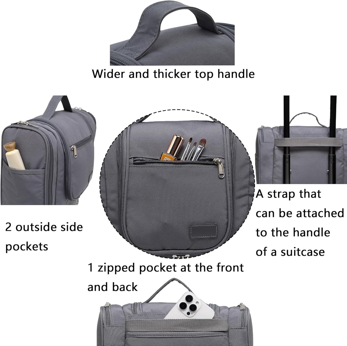 Hanging Travel Toiletry Bag For Women, 4 in 1 Water-Resistant Bule Stripe Canvas Fabric Toiletries Bags, Travel Organizer Bags For Cosmetics, Makeup and Toiletries Organizer Kit