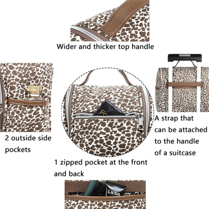 Hanging Travel Toiletry Bag For Women, 4 in 1 Water-Resistant Bule Stripe Canvas Fabric Toiletries Bags, Travel Organizer Bags For Cosmetics, Makeup and Toiletries Organizer Kit