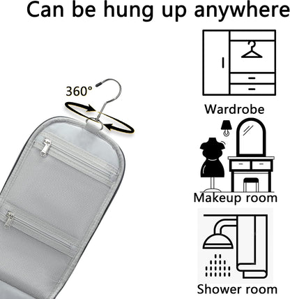 Hanging Travel Toiletry Bag For Women, 4 in 1 Water-Resistant Bule Stripe Canvas Fabric Toiletries Bags, Travel Organizer Bags For Cosmetics, Makeup and Toiletries Organizer Kit
