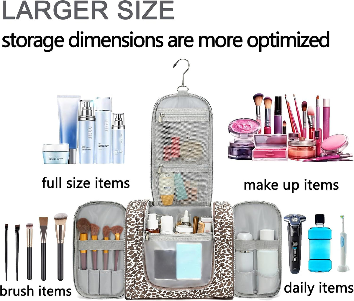 Hanging Travel Toiletry Bag For Women, 4 in 1 Water-Resistant Bule Stripe Canvas Fabric Toiletries Bags, Travel Organizer Bags For Cosmetics, Makeup and Toiletries Organizer Kit