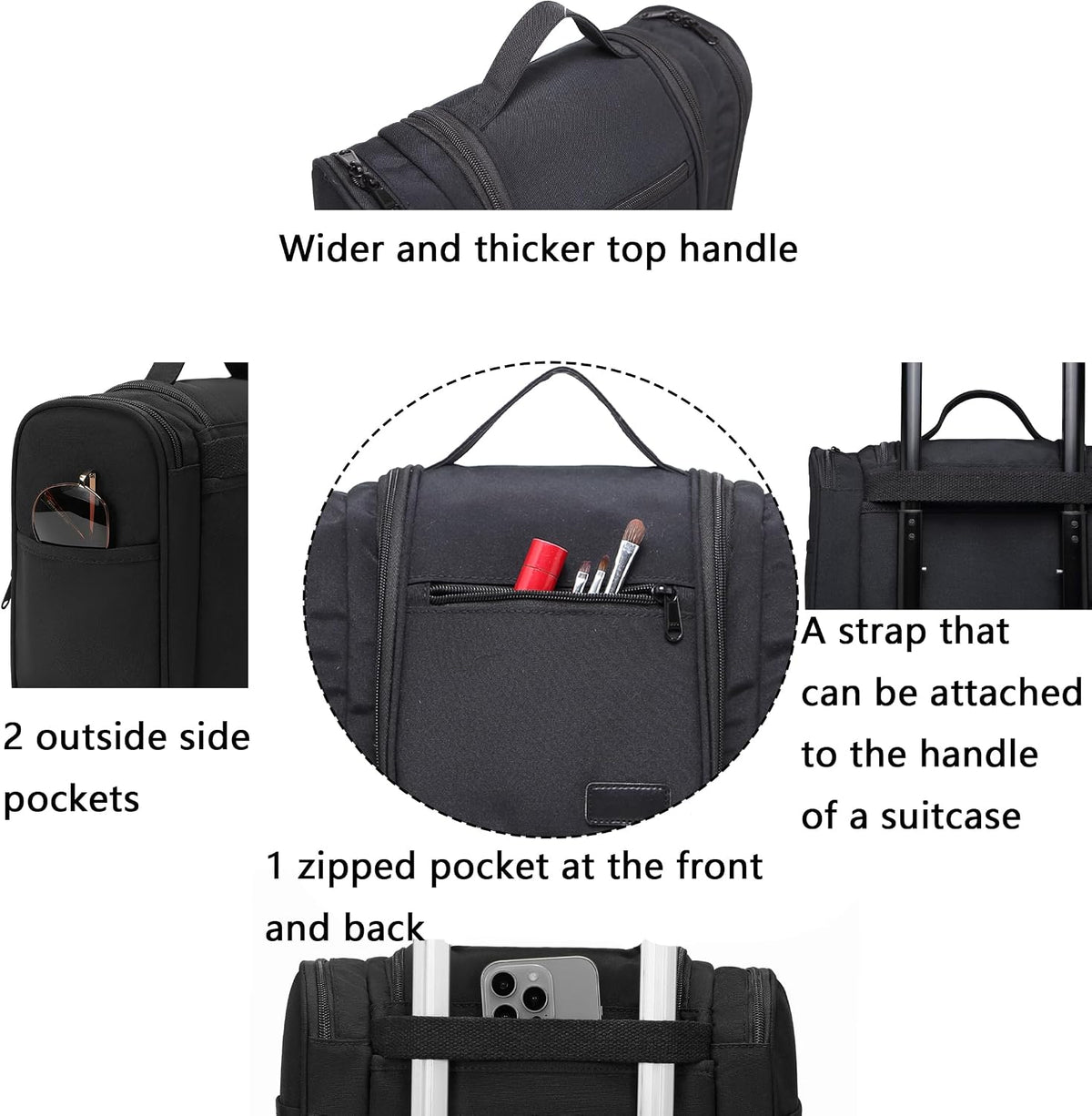 Hanging Travel Toiletry Bag For Women, 4 in 1 Water-Resistant Bule Stripe Canvas Fabric Toiletries Bags, Travel Organizer Bags For Cosmetics, Makeup and Toiletries Organizer Kit