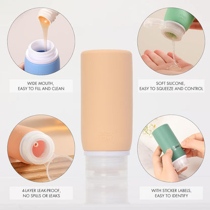 21 Pack Leak Proof Silicone Travel Bottles Set, TSA Approved Containers for Toiletries, Travel Size Accessories and Shampoo Conditioner Bottles with Toiletry Bag (BPA Free)