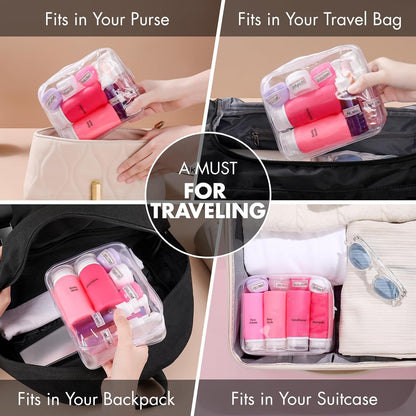 21 Pack Leak Proof Silicone Travel Bottles Set, TSA Approved Containers for Toiletries, Travel Size Accessories and Shampoo Conditioner Bottles with Toiletry Bag (BPA Free)