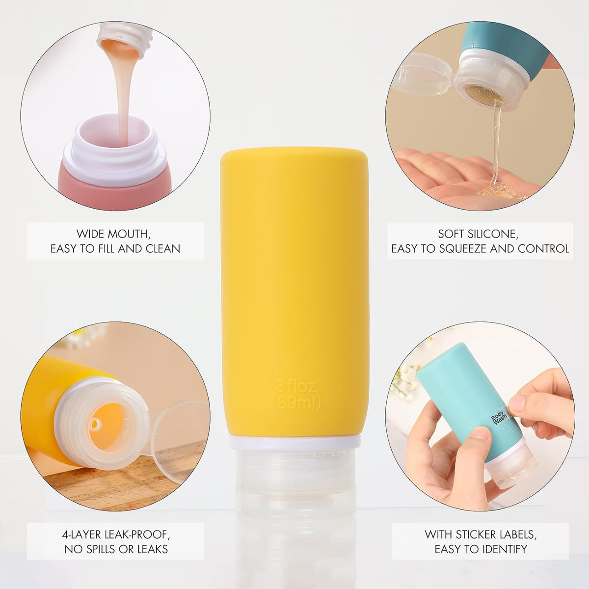 21 Pack Leak Proof Silicone Travel Bottles Set, TSA Approved Containers for Toiletries, Travel Size Accessories and Shampoo Conditioner Bottles with Toiletry Bag (BPA Free)
