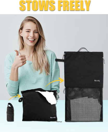 Mesh Laundry Bag Travel Bags-Small Hanging Wash Delicates Reusable Dirty Bag, Travel, Gym, Healthcare Workers, Laundry, Sports, Fitness, Swimwear, Camping, Wet Clothes. L (Black)