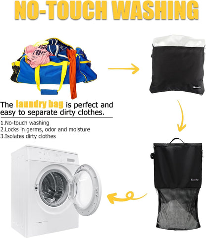 Mesh Laundry Bag Travel Bags-Small Hanging Wash Delicates Reusable Dirty Bag, Travel, Gym, Healthcare Workers, Laundry, Sports, Fitness, Swimwear, Camping, Wet Clothes. L (Black)