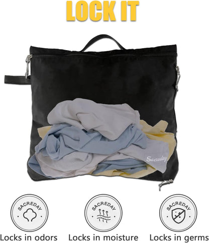 Mesh Laundry Bag Travel Bags-Small Hanging Wash Delicates Reusable Dirty Bag, Travel, Gym, Healthcare Workers, Laundry, Sports, Fitness, Swimwear, Camping, Wet Clothes. L (Black)