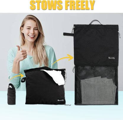 Mesh Laundry Bag Travel Bags-Small Hanging Wash Delicates Reusable Dirty Bag, Travel, Gym, Healthcare Workers, Laundry, Sports, Fitness, Swimwear, Camping, Wet Clothes. L (Black)
