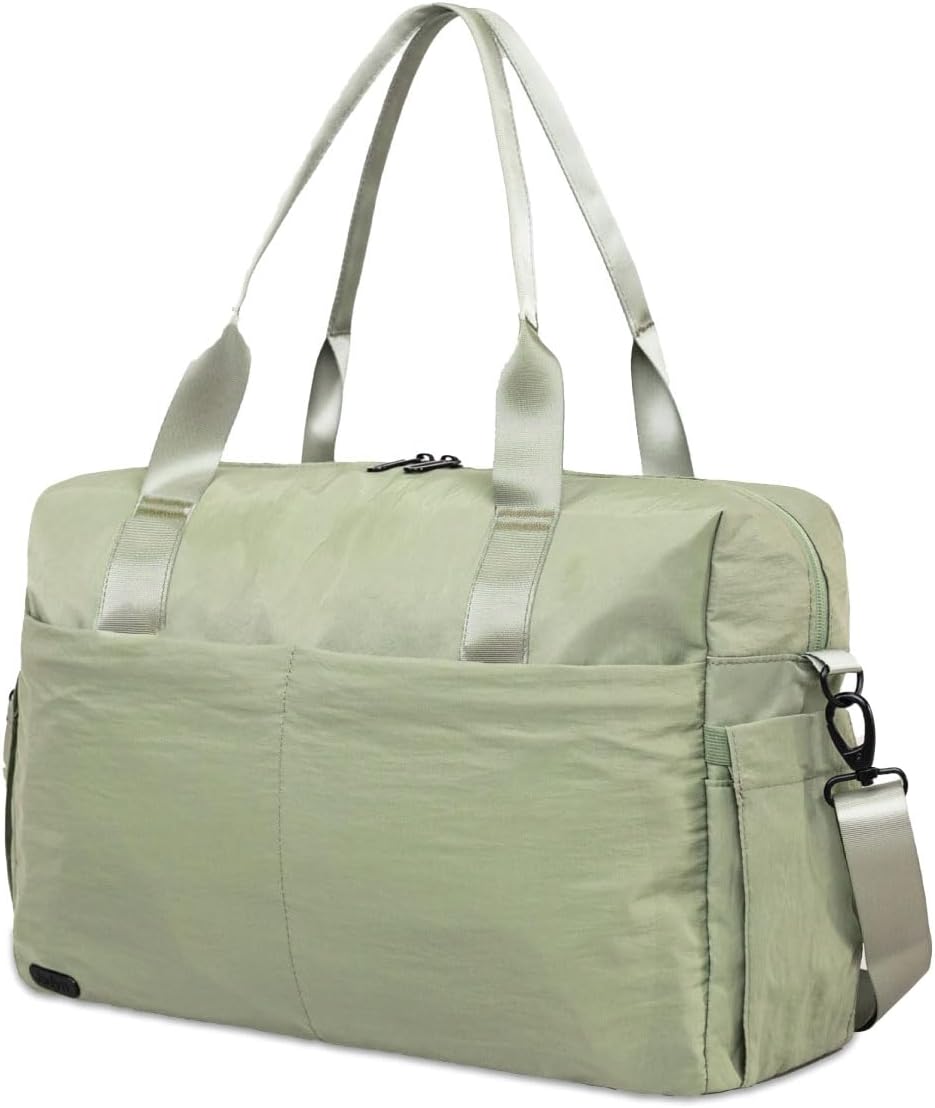 Austin Carry-On Travel Duffel Bag for Women, 18” Weekender Bag with Laptop Sleeve, Durable Material, and Trolley Sleeve, Ideal for Work, Gym, and Overnight Trips (Natural)