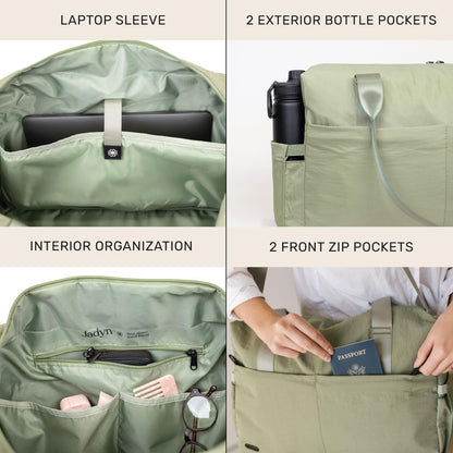 Austin Carry-On Travel Duffel Bag for Women, 18” Weekender Bag with Laptop Sleeve, Durable Material, and Trolley Sleeve, Ideal for Work, Gym, and Overnight Trips (Natural)