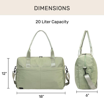 Austin Carry-On Travel Duffel Bag for Women, 18” Weekender Bag with Laptop Sleeve, Durable Material, and Trolley Sleeve, Ideal for Work, Gym, and Overnight Trips (Natural)