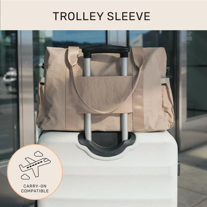 Austin Carry-On Travel Duffel Bag for Women, 18” Weekender Bag with Laptop Sleeve, Durable Material, and Trolley Sleeve, Ideal for Work, Gym, and Overnight Trips (Natural)