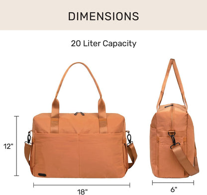 Austin Carry-On Travel Duffel Bag for Women, 18” Weekender Bag with Laptop Sleeve, Durable Material, and Trolley Sleeve, Ideal for Work, Gym, and Overnight Trips (Natural)