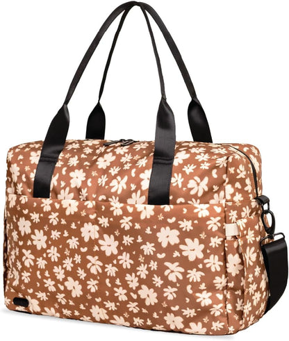 Austin Carry-On Travel Duffel Bag for Women, 18” Weekender Bag with Laptop Sleeve, Durable Material, and Trolley Sleeve, Ideal for Work, Gym, and Overnight Trips (Natural)