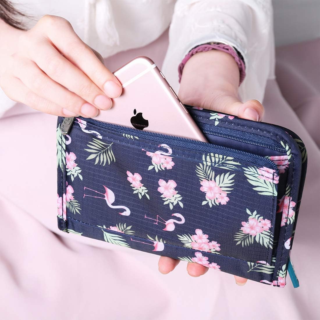 Travel Passport Wallet, Passport Holder For Family, P.Travel Series (Flamingo)