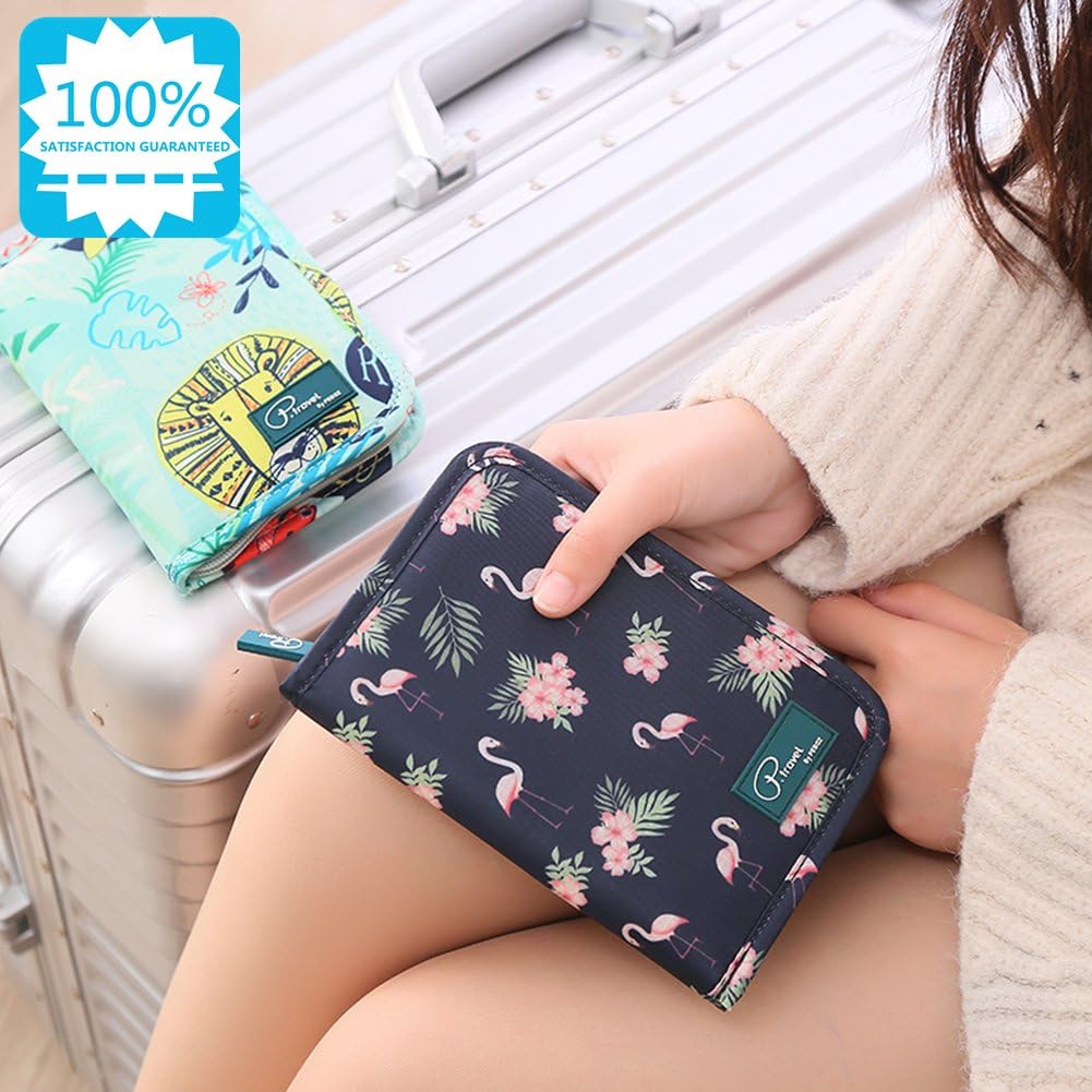 Travel Passport Wallet, Passport Holder For Family, P.Travel Series (Flamingo)