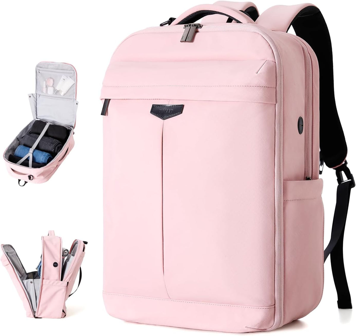 Travel Backpack for Women Men, 32L 4 In 1 Carry on Luggage Backpack, TSA Friendly Flight Approved 17 Inch Laptop Backpack, Waterproof Travel Bag for Work School Camping Hiking, Elegant Gray