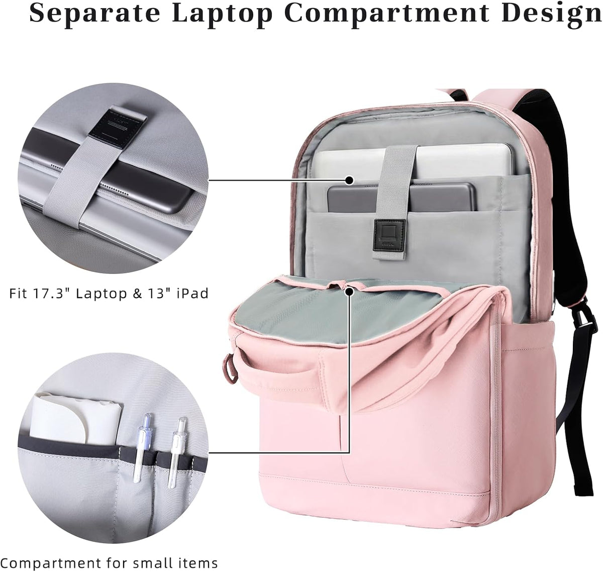 Travel Backpack for Women Men, 32L 4 In 1 Carry on Luggage Backpack, TSA Friendly Flight Approved 17 Inch Laptop Backpack, Waterproof Travel Bag for Work School Camping Hiking, Elegant Gray