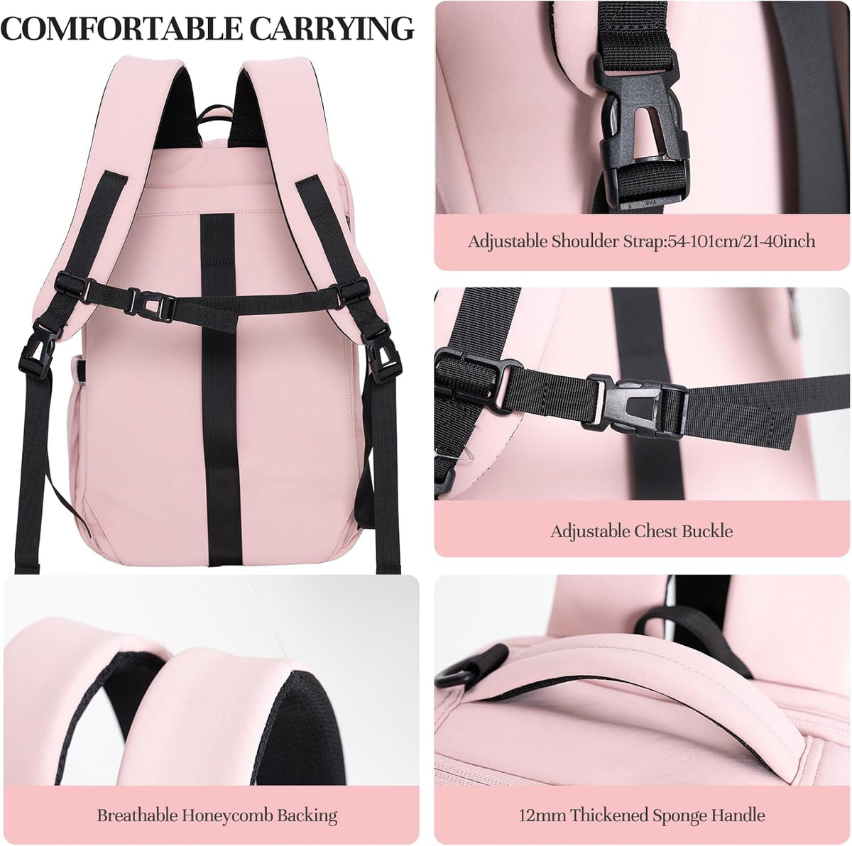 Travel Backpack for Women Men, 32L 4 In 1 Carry on Luggage Backpack, TSA Friendly Flight Approved 17 Inch Laptop Backpack, Waterproof Travel Bag for Work School Camping Hiking, Elegant Gray