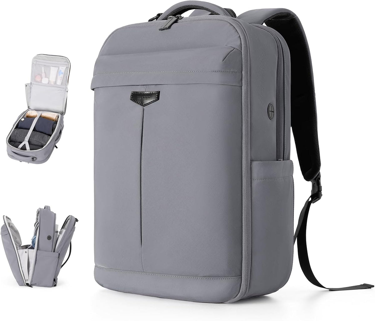 Travel Backpack for Women Men, 32L 4 In 1 Carry on Luggage Backpack, TSA Friendly Flight Approved 17 Inch Laptop Backpack, Waterproof Travel Bag for Work School Camping Hiking, Elegant Gray