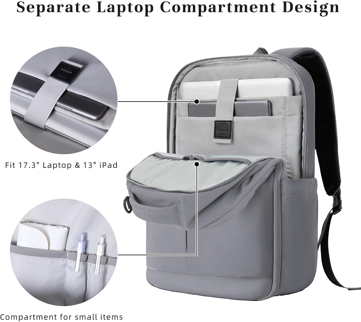 Travel Backpack for Women Men, 32L 4 In 1 Carry on Luggage Backpack, TSA Friendly Flight Approved 17 Inch Laptop Backpack, Waterproof Travel Bag for Work School Camping Hiking, Elegant Gray