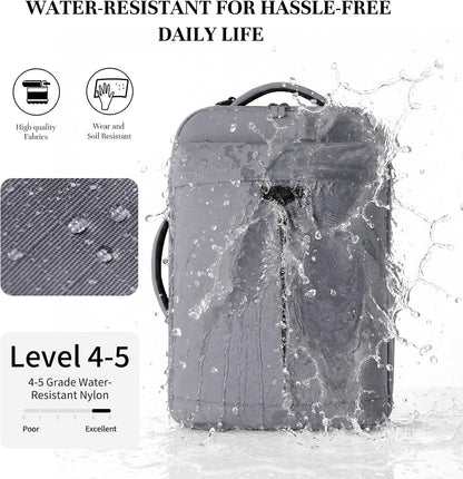 Travel Backpack for Women Men, 32L 4 In 1 Carry on Luggage Backpack, TSA Friendly Flight Approved 17 Inch Laptop Backpack, Waterproof Travel Bag for Work School Camping Hiking, Elegant Gray