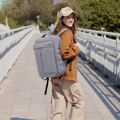 Travel Backpack for Women Men, 32L 4 In 1 Carry on Luggage Backpack, TSA Friendly Flight Approved 17 Inch Laptop Backpack, Waterproof Travel Bag for Work School Camping Hiking, Elegant Gray