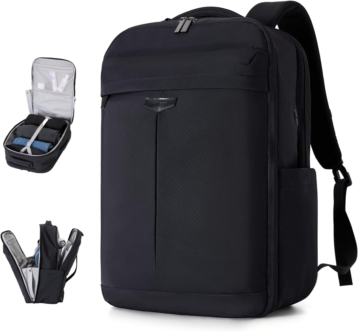 Travel Backpack for Women Men, 32L 4 In 1 Carry on Luggage Backpack, TSA Friendly Flight Approved 17 Inch Laptop Backpack, Waterproof Travel Bag for Work School Camping Hiking, Elegant Gray