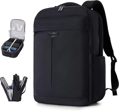 Travel Backpack for Women Men, 32L 4 In 1 Carry on Luggage Backpack, TSA Friendly Flight Approved 17 Inch Laptop Backpack, Waterproof Travel Bag for Work School Camping Hiking, Elegant Gray