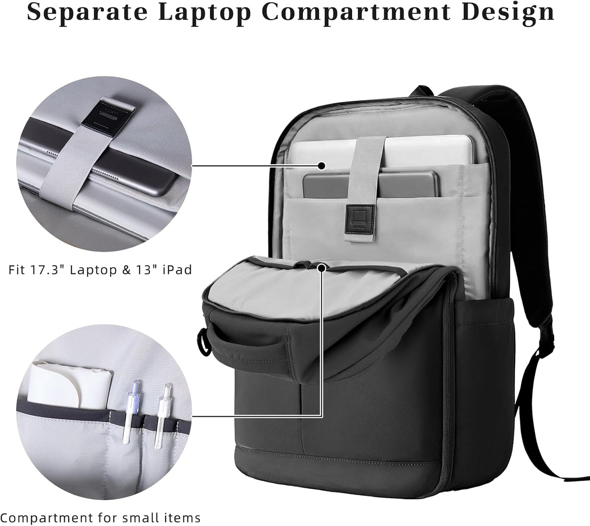 Travel Backpack for Women Men, 32L 4 In 1 Carry on Luggage Backpack, TSA Friendly Flight Approved 17 Inch Laptop Backpack, Waterproof Travel Bag for Work School Camping Hiking, Elegant Gray