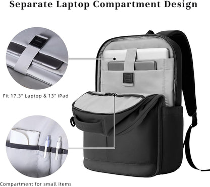 Travel Backpack for Women Men, 32L 4 In 1 Carry on Luggage Backpack, TSA Friendly Flight Approved 17 Inch Laptop Backpack, Waterproof Travel Bag for Work School Camping Hiking, Elegant Gray