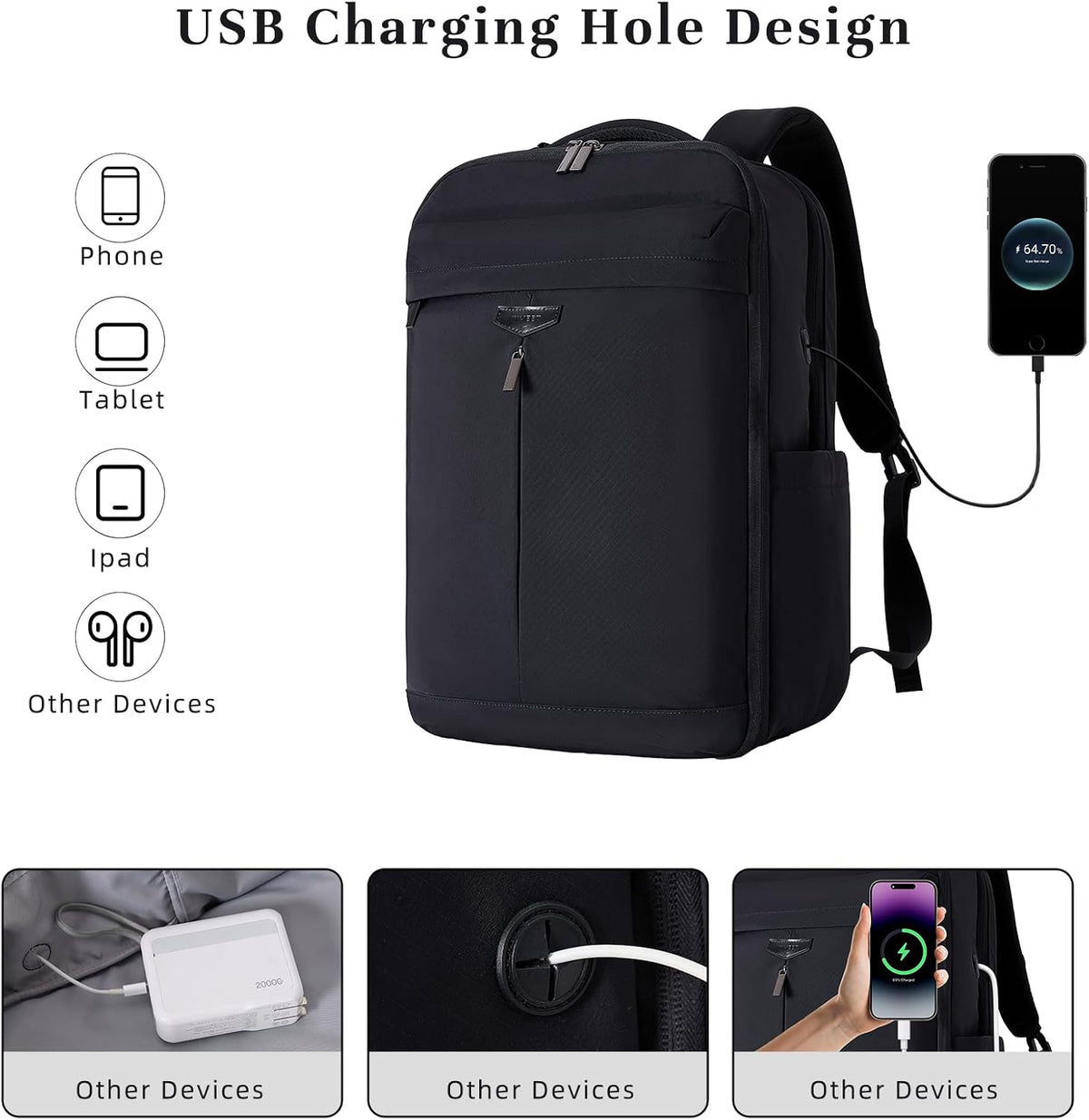 Travel Backpack for Women Men, 32L 4 In 1 Carry on Luggage Backpack, TSA Friendly Flight Approved 17 Inch Laptop Backpack, Waterproof Travel Bag for Work School Camping Hiking, Elegant Gray