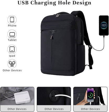 Travel Backpack for Women Men, 32L 4 In 1 Carry on Luggage Backpack, TSA Friendly Flight Approved 17 Inch Laptop Backpack, Waterproof Travel Bag for Work School Camping Hiking, Elegant Gray