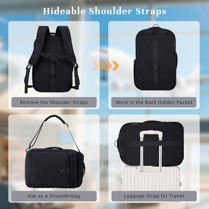 Travel Backpack for Women Men, 32L 4 In 1 Carry on Luggage Backpack, TSA Friendly Flight Approved 17 Inch Laptop Backpack, Waterproof Travel Bag for Work School Camping Hiking, Elegant Gray