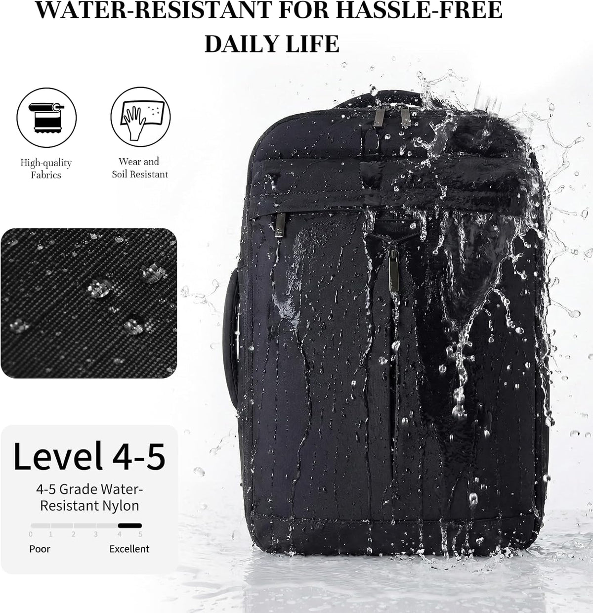 Travel Backpack for Women Men, 32L 4 In 1 Carry on Luggage Backpack, TSA Friendly Flight Approved 17 Inch Laptop Backpack, Waterproof Travel Bag for Work School Camping Hiking, Elegant Gray