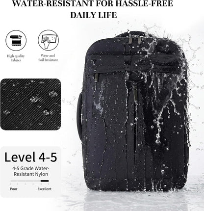 Travel Backpack for Women Men, 32L 4 In 1 Carry on Luggage Backpack, TSA Friendly Flight Approved 17 Inch Laptop Backpack, Waterproof Travel Bag for Work School Camping Hiking, Elegant Gray