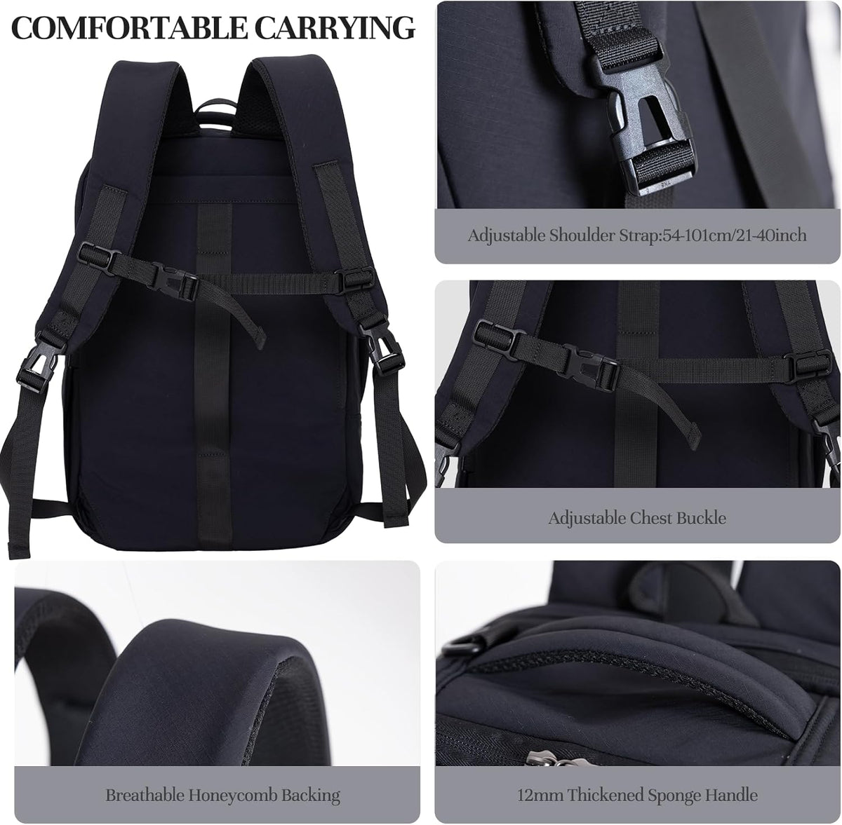 Travel Backpack for Women Men, 32L 4 In 1 Carry on Luggage Backpack, TSA Friendly Flight Approved 17 Inch Laptop Backpack, Waterproof Travel Bag for Work School Camping Hiking, Elegant Gray